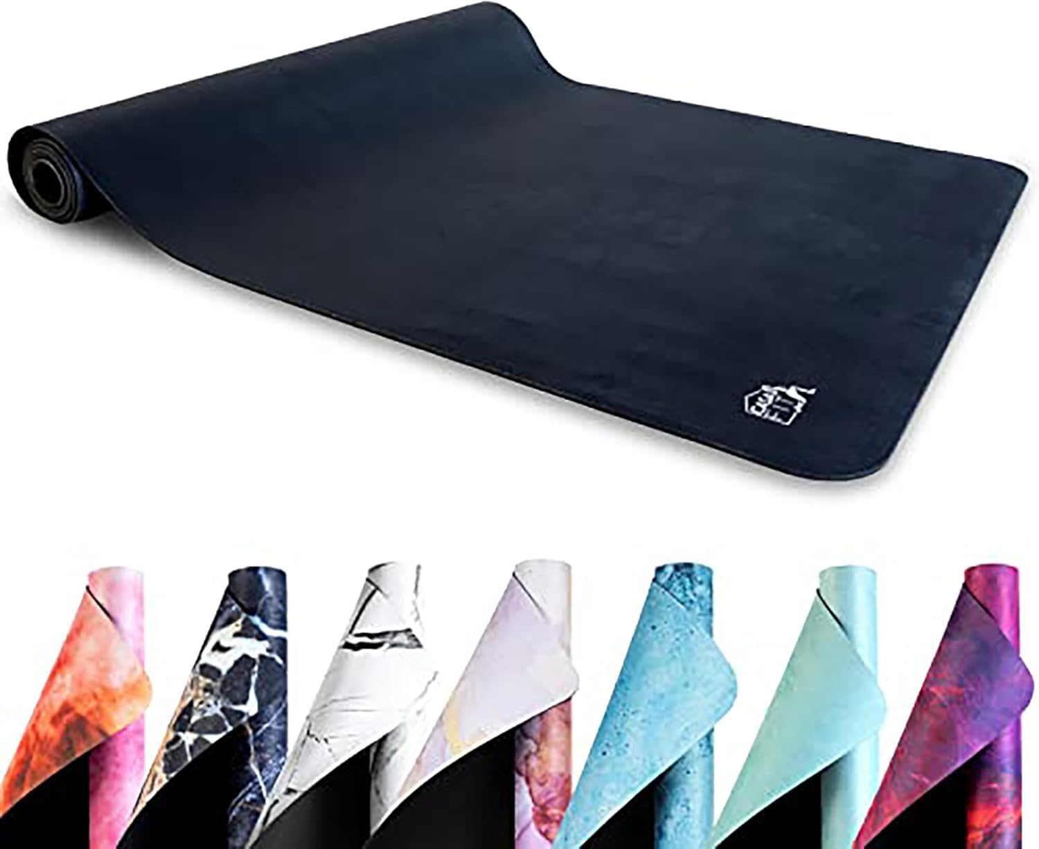 Fitness Mat, Yoga Mat, Gymnastics Mat, 183 cm x 68 cm x 4 mm, Made of Eco-Friendly Natural Rubber and Non-Slip with Design and Carry Strap (Deep Black)
