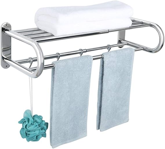 Alise Adjustable Bathroom Shelves Towel Rack Wall Mount Towel Hanger