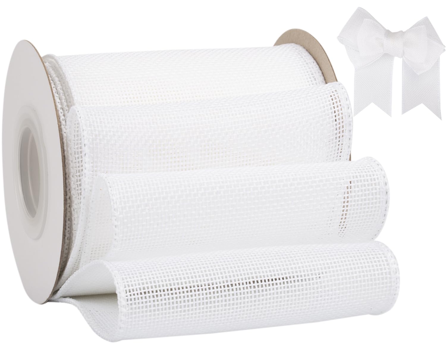 Tekdeere Burlap Ribbon 100mm x 9 Meters, White Wired Ribbon for Crafts, Gift Wrapping, Wreaths, Bows, Tree Decoration and Outdoor Decoration