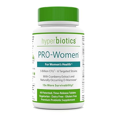Hyperbiotics PRO-Women Probiotics - 60 Daily Time-Release Tablets with Cranberry Extract and Naturally Occuring D-Mannose - Gluten Dairy Free Supplements and 15x More Survivability Than Capsules