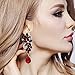 BriLove Women's Wedding Bridal Dangle Earrings Bohemian Boho Crystal Flower Chandelier Teardrop Bling Jewelry Ruby Color Silver-Tone