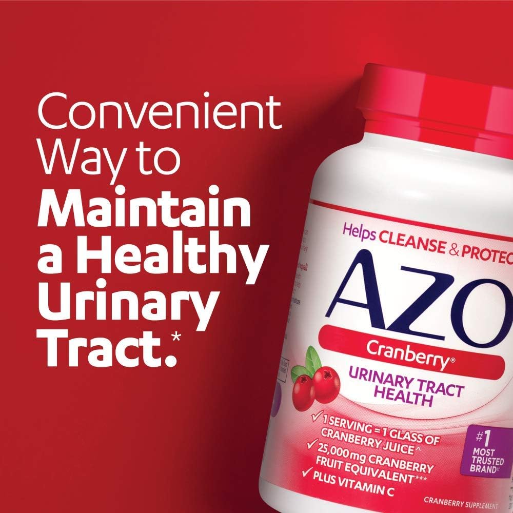 AZO Cranberry Urinary Tract Health Dietary Supplement, 1 Serving = 1 Glass of Cranberry Juice, Sugar Free, 100 Count: Health & Personal Care