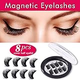 Premium False Magnetic Eyelashes 8 Pieces Fake Eyelashes 3D Reusable 0.2mm Ultra Thin Magnetic Eyelashes Set Perfect for Deep Eyes & Round Eyes (8 pieces)