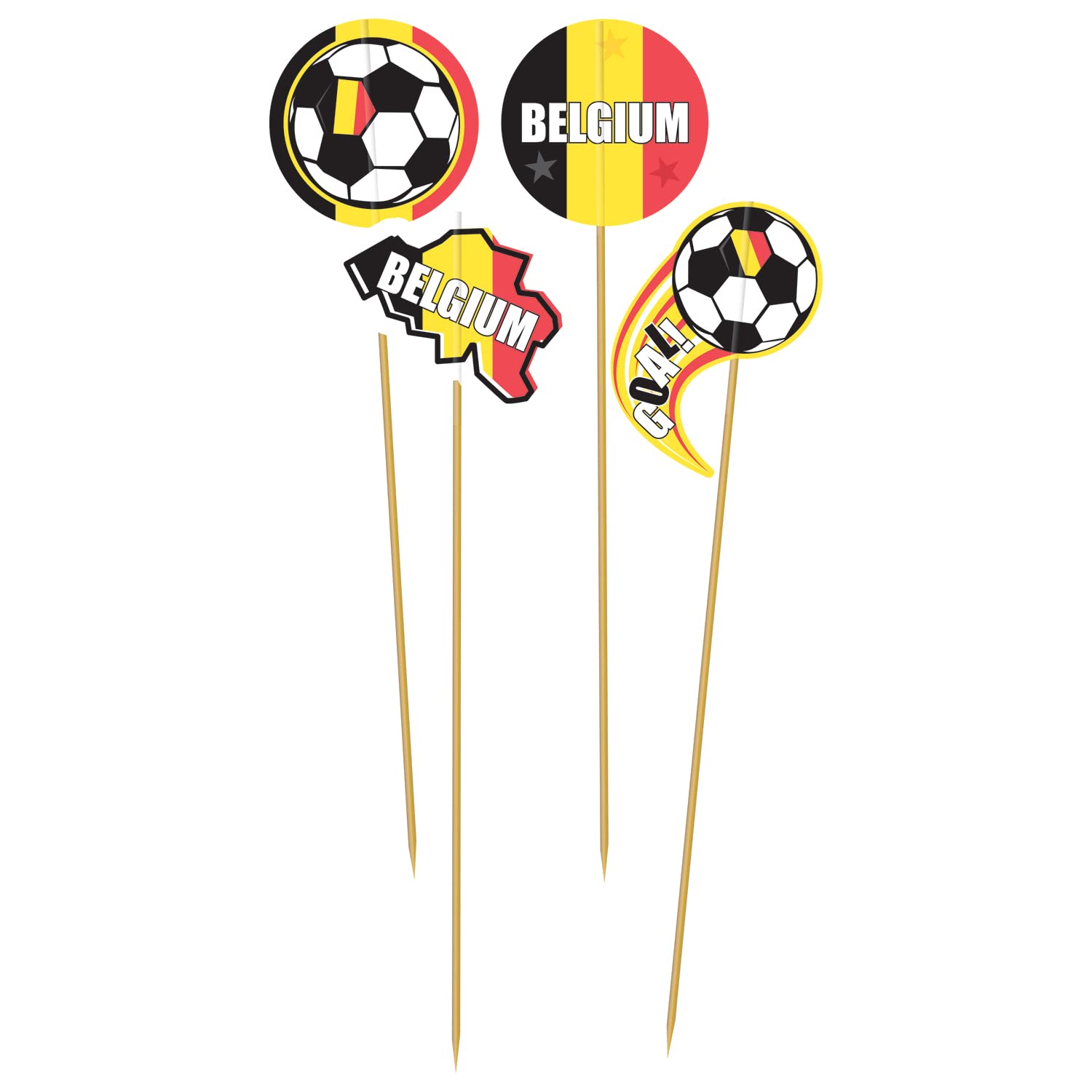 Folat 31100 Belgium Skewers 10 cm Pack of 8 Football World Cup Multi-Coloured