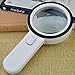 Tojwi 20x Handheld Magnifier Reading Magnifying Glass - Lens with 12 Leds - Lightweight Durable ABS Frame -Perfect for Reading, Crafts, Needlework, Jewelry, Hobbies