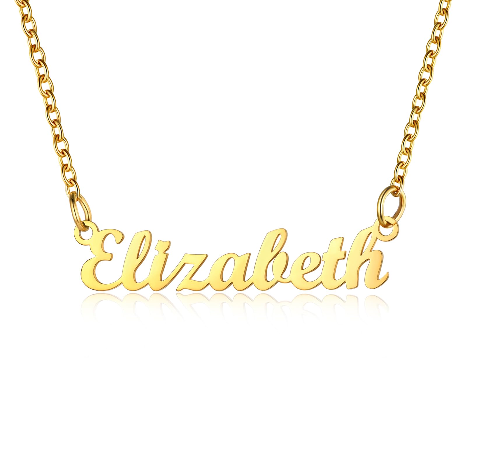 U7 Elizabeth Girls Name Necklace Gold Plated Necklaces Jewellery for Women — image 1