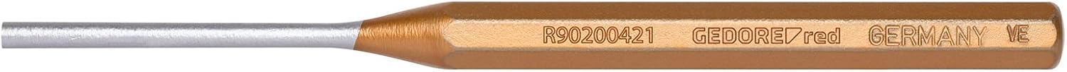 GEDORE Red Pin Punches, 1 Piece, 150 x 4 mm, Steel/Varnish, Silver/Copper, diameter 4 mm