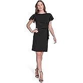 Tommy Hilfiger Womens Flounce Sleeve Side Drape Fully Lined Sheath Dress