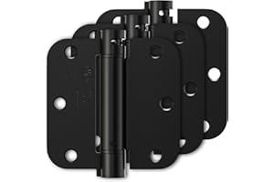 Luxbaro 3 Pack Self Closing Door Hinges 3.5 Inch, Matte Black Spring Loaded Hinges with 5/8'' Radius Corners, Adjustable Tension for Garage, Front Door, for Left and Right Hand Door, UL Listed