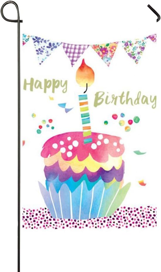 Small Mim Happy Birthday Sweet Cake Candles Garden Flag Holiday Decoration Double Sided Flag 12.5" x 18"