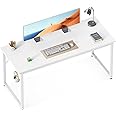 ODK 54 Inches Large Computer Desk for Home Office, Modern Desk for Small Spaces, Writing Desk with Headphone Hooks, White