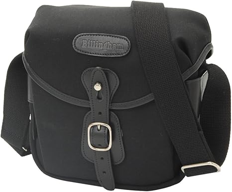 black leather camera bag