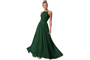 Clothfun Women's Halter Bridesmaid Dresses Long Chiffon Formal Dresses Evening Party Dress 2025