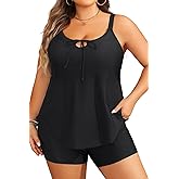 Daci Women Plus Size Tankini Swimsuit - 2 Piece Flowy Plus Size Bathing Suits and Shorts with Pockets 2026