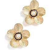Kenneth Jay Lane Women's Gold Flower Pierced Earrings, Pearl, One Size