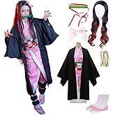 DARKNINET Cosplay Costume Anime Costume Kimono Hallowee Cloak Robe Slippers Wig Set