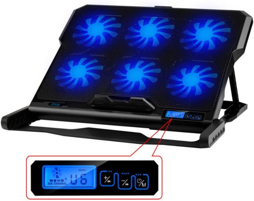 Cooling Pad, EONANT Laptop Cooler Cooling Fan Pad with Six Quite Fans and LCD Screen Compatible with 9" to 17" Devices Five Adjustable Height