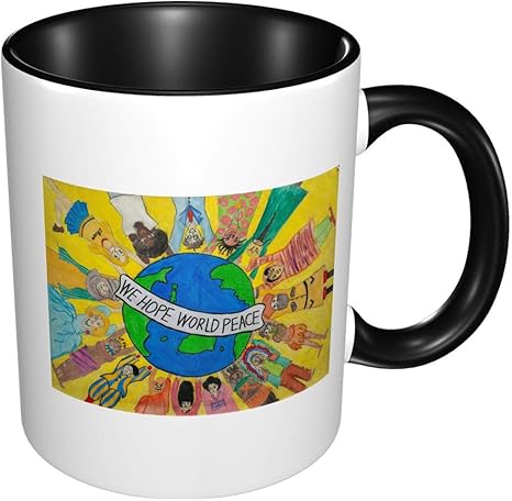 Amazon Co Jp World Peace コーヒーカップ マグ かわいい食器 耐熱 耐冷 マグカップ 贈り物 人気 景品 マグ 贈答品 男性 女性オフィス 330ml マグ ビアマグ Black ホーム キッチン