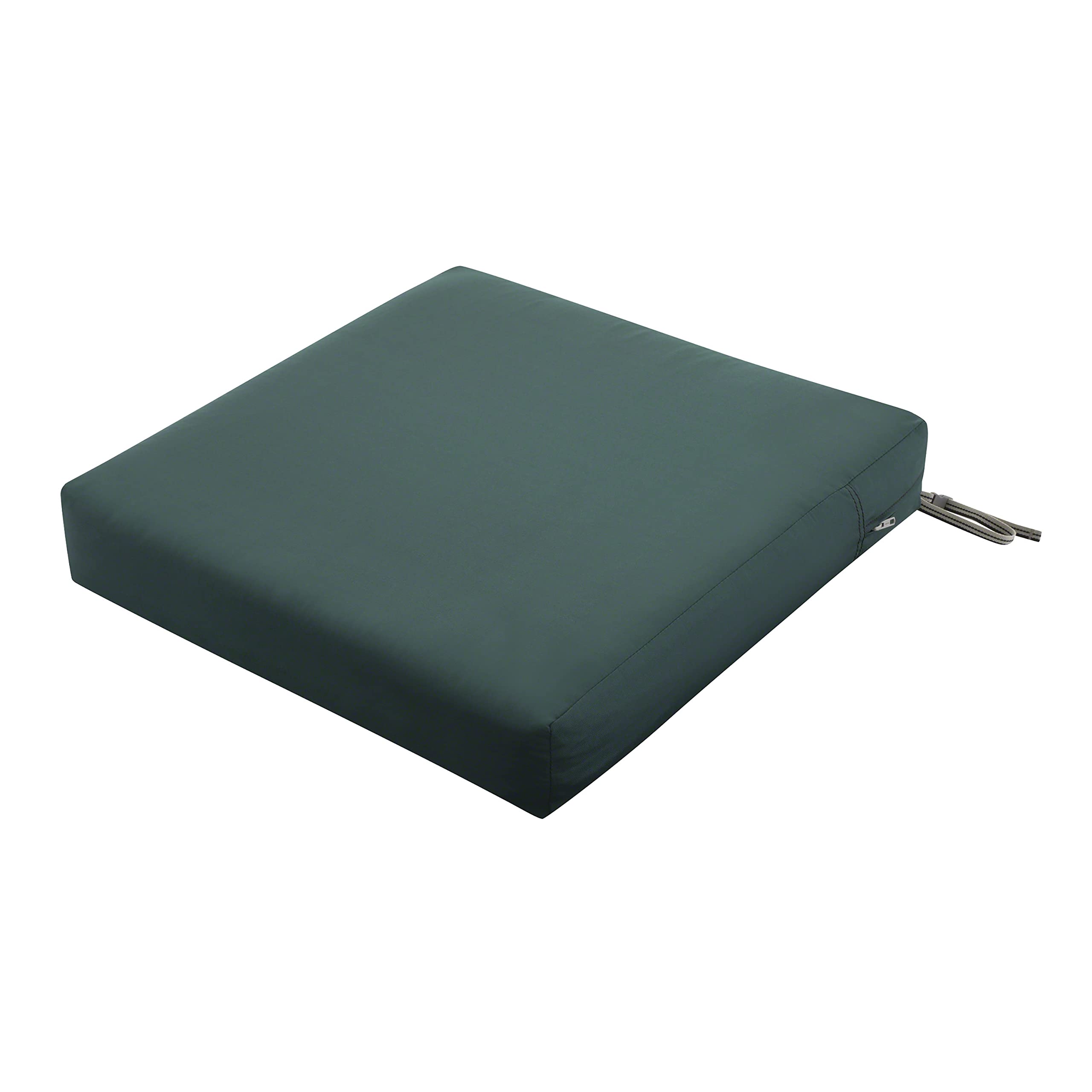 Classic Accessories Ravenna Water-Resistant 23 x 23 x 5 Inch Square Patio Seat Cushion Slip Cover & Foam, Mallard Green, Lounge Chair Cushion Image