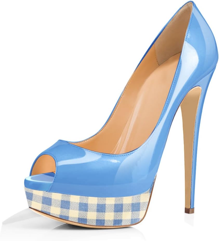 Joogo Women Peep Toe Pumps Platform Thin Heel Stiletto Sandals Wedding High Heels Slip On Dress Shoes