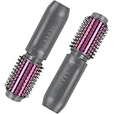 Youbella Cordless Hair Curling Iron Brush, Mini Travel Hot Straightener Comb, 3-in-1 Portable Wave Curling Wand, 1.5″ Ionic Heated Brush, USB Rechargeable Hair Curler, Gray – No Automatic Rotation