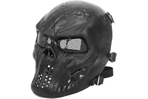 Rinling Airsoft Mask,Skull Full Face Mask for Halloween Airsoft Tactical Game Cosplay and Party