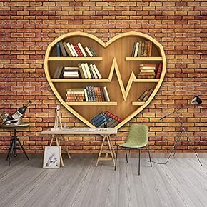 Wall Murals for Bedroom Modern Bookshelf Pattern Removable Wallpaper Peel and Stick Wall Stickers - 66x96 inches