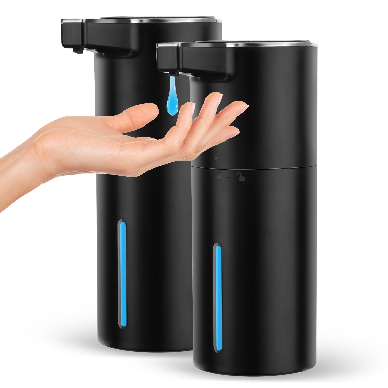 Photo 1 of 2 Pack Automatic Soap Dispenser: 13.52oz/400ml Wall Touchless Liquid - 4-Level Adjustable Modern Electric Hand Soap Dispenser - Kitchen Bathroom Kids Family Black