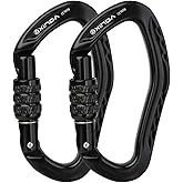XINDA 22KN Screw Locking Carabiner Clip - Offset D Shaped Climbing Carabiner CE UIAA Certified, Heavy Duty Aluminium Carabiner for Rock Climbing,Rappelling,Hammock,Hiking,Camping,Arborist Gear