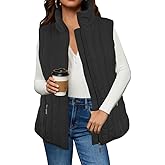 EGOCKAL Women's Quilted Vest Casual Sleeveless Lightweight Zip Up Outerwear Vest Coat Winter Stand Collar Gilet 2024