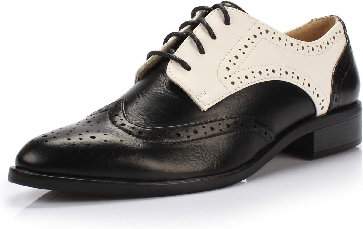 FOOTSELF DUNION Berry Women's Classic Comfortable Perforated Brogue Low Heels Casual Oxford Daily Shoe