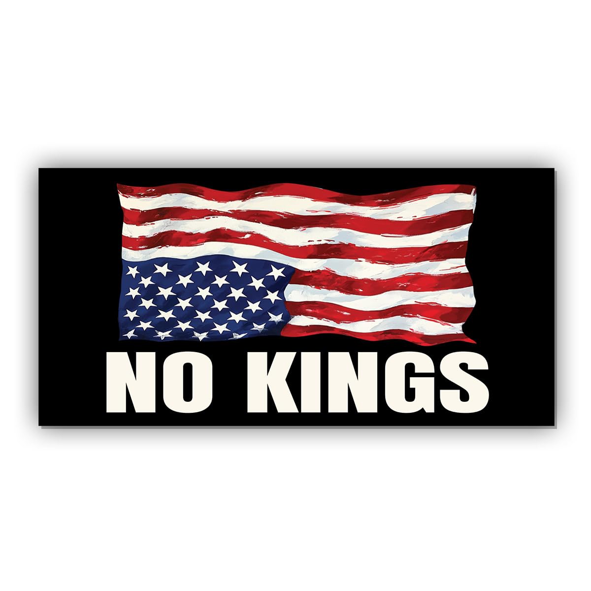Photo 1 of Magnetic America is in Distress Sticker No Kings Upside Down American US Flag Magnet Black, Indoor and Outdoor Use, for Bumper, Refrigerator, Cruise Door, Car, Truck 7.5x3.75in