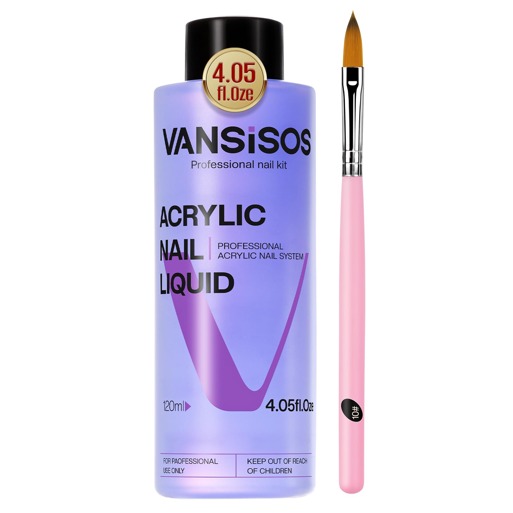 Professional Acrylic Nail Liquid for Nail: 4fl.oz Acrylic Liquid with Nail Brush for Beginners at Home DIY Nail Salon Use Non-Yellowing MMA-Free