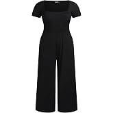 CIDER Women's Scoop Neckline Short Sleeve Wide Leg Jumpsuit Plus Size