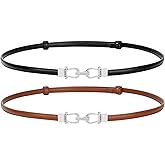JASGOOD Leather Skinny Women Belt Ladies Thin Waist Belts Plus Size Adjustable for Jeans Pants Dresses with Metal Buckle