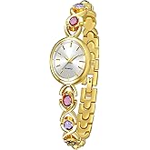 ADSBIAOYE Luxury Vintage Colorful Crystal Oval Women's Watch Fashion Ladies Small Dial Quartz Wrist Watch Waterproof Watch with Stainless Steel Band