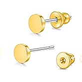 LimerenciaTitanium Stud Earrings,F136 Implant Grade Pure Titanium Studs 3mm/4mm for Hypoallergenic for Women Men Sensitive Ears