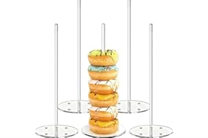 4 PCS Acrylic Donut Display Stand Tower - Dessert Table Holder for Donuts, BagelsTransparent dessert cake display stand, doug
