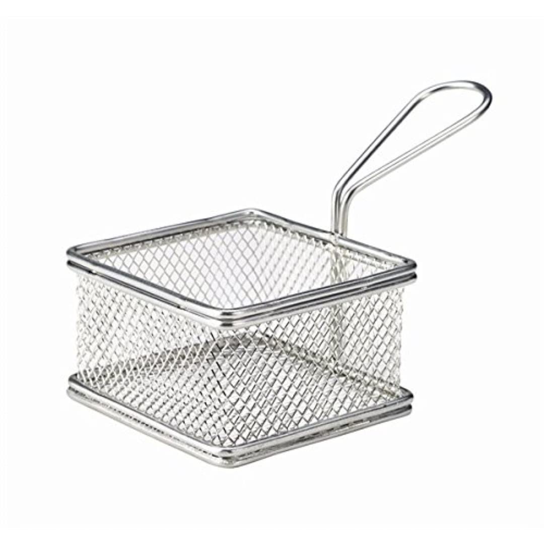 Genware NEV-SVB10 Serving Fry Basket, Square, 9.5 cm x 9.5 cm x 6 cm