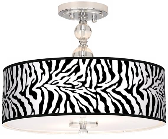 Safari Zebra 16 Wide Semi Flush Ceiling Light Amazon Com