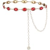 YBO Women Concho Chain Belt Metal Link Western Cowgirl Turquoise Chains Belt for Dress