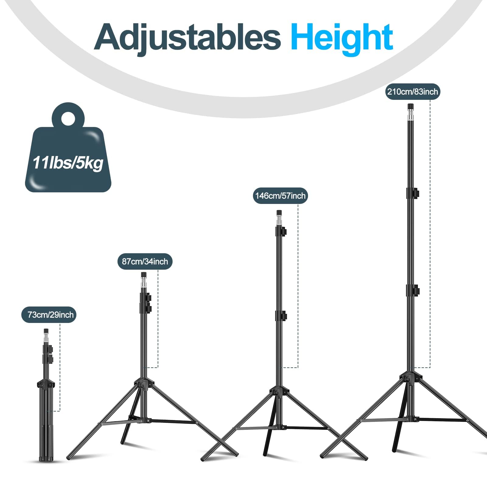 EMART 7 Ft Light Stand for Photography, Portable Photo Video Tripod Stand, 2 Pack Lighting Stand with Carry Case for Speedlight, Flash, Softbox,Strobe Light, Camera, Photographic Portrait