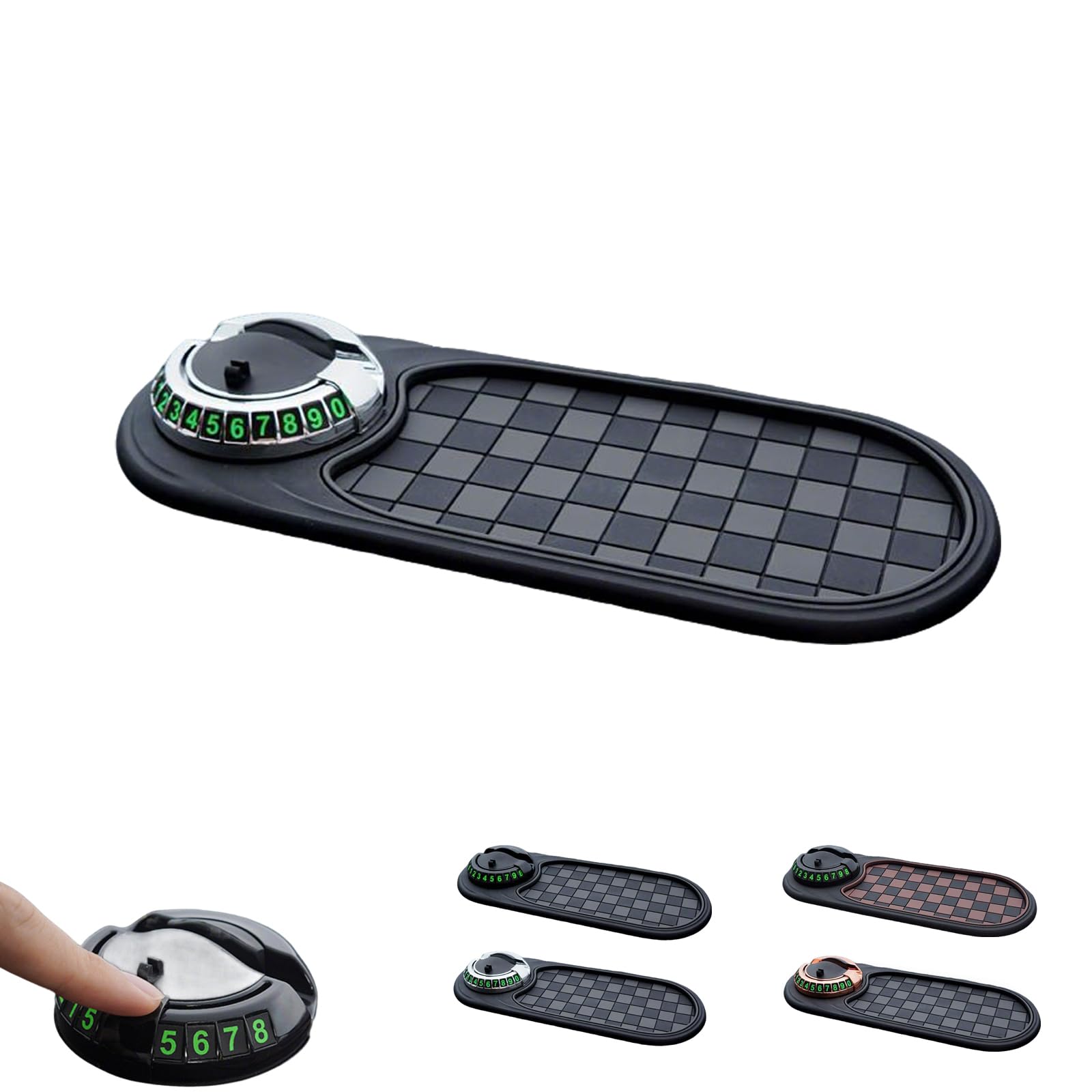 Photo 1 of S-SNAIL-OO Multifunction Car Anti-Slip Mat, Multifunction Car Dashboard Mobile Phone Holder with Temporary Parking Number Pad for Phones, Sunglasses, Keys, Gadgets (Gray-Silver)