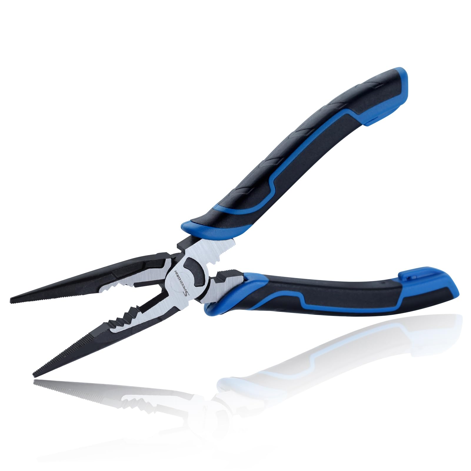 SPEEDWOX 8-Inch Multifunctional Tool Pliers Multipurpose Long Nose Pliers with Wire Cutter and Crimper Serrated Jaws Long Nose Cutting Pliers Heavy Duty Multifunctional Electrician Pliers