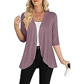 Yincro Women's Casual 3/4 Sleeve Cardigan Lightweight Soft Open Front Cardigans