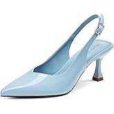 Elisabet Tang Women's Kitten Heel Slingback Low Pumps 3 Inches Stiletto Pointed Closed Toe Elegant Dressy Bridal Wedding Party Shoes