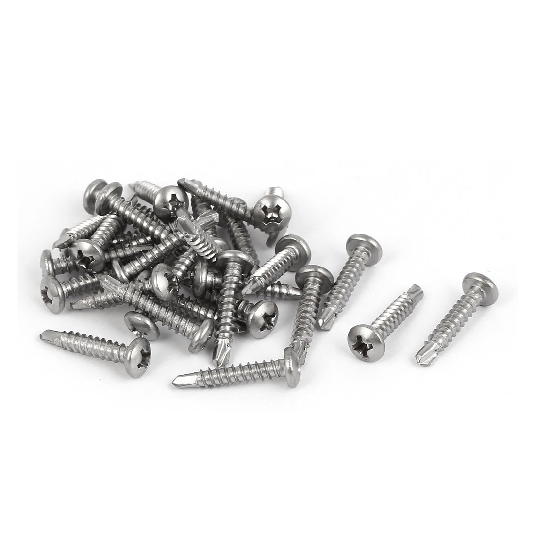 Sourcingmap M3.5x19mm #6-20 Thread 410 Stainless Steel Pan Head Self Drilling Screws 30 Pcs