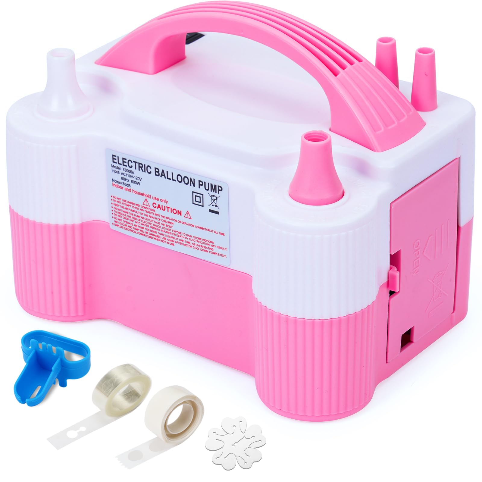 Photo 1 of RUBFAC Balloon Pump Electric, Portable Balloon Blower Machine 110-120V 600W Air Balloon Inflator with Balloon Accessories for Decoration Birthday Parties Baby Showers Weddings (Pink and White)