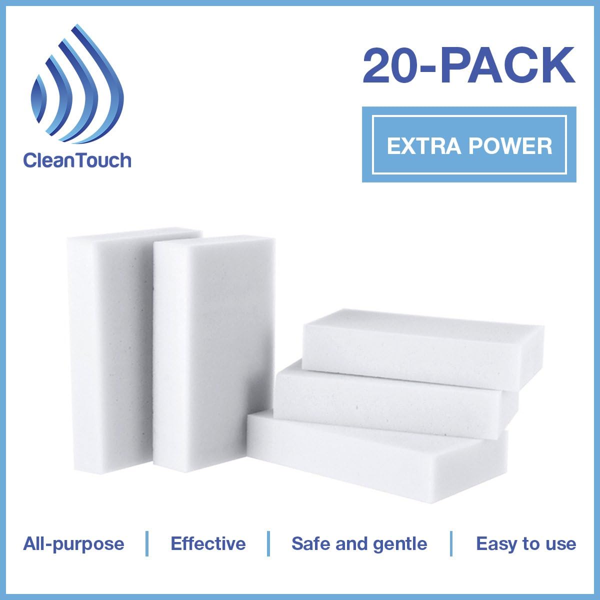 Magic Eraser Sponges - All Purpose - Bathroom, Kitchen, Wall Cleaner - Eco-Friendly Melamine Foam - 20 Pack