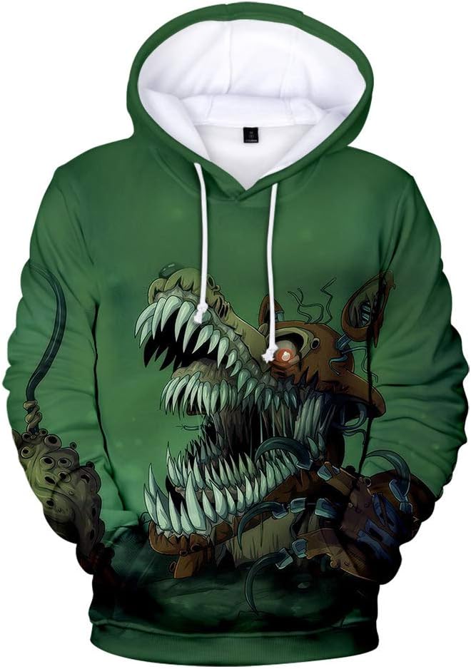 3D FNAF Five Nights at Freddy's Hoodie Comic Print Drawstring Pullover Sweartshirt for Kids Girl Boy Adult